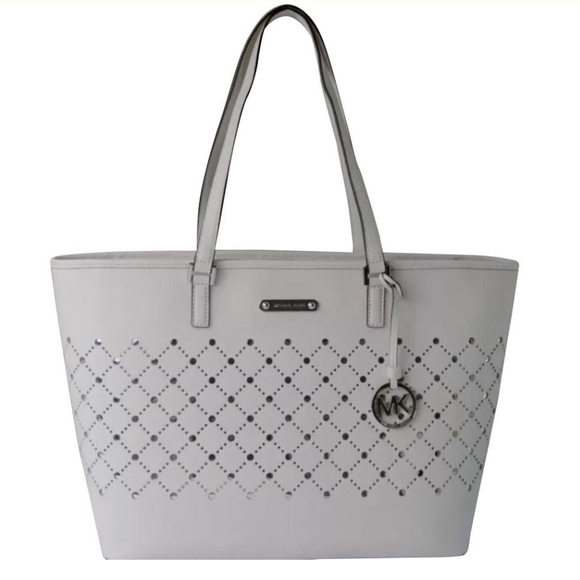 Michael Kors Handbags - MICHAEL KORS White Large Mirror Tote Shoulder Bag
